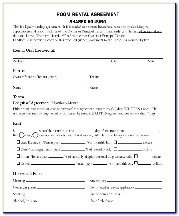 House Share Tenancy Agreement Template Free
