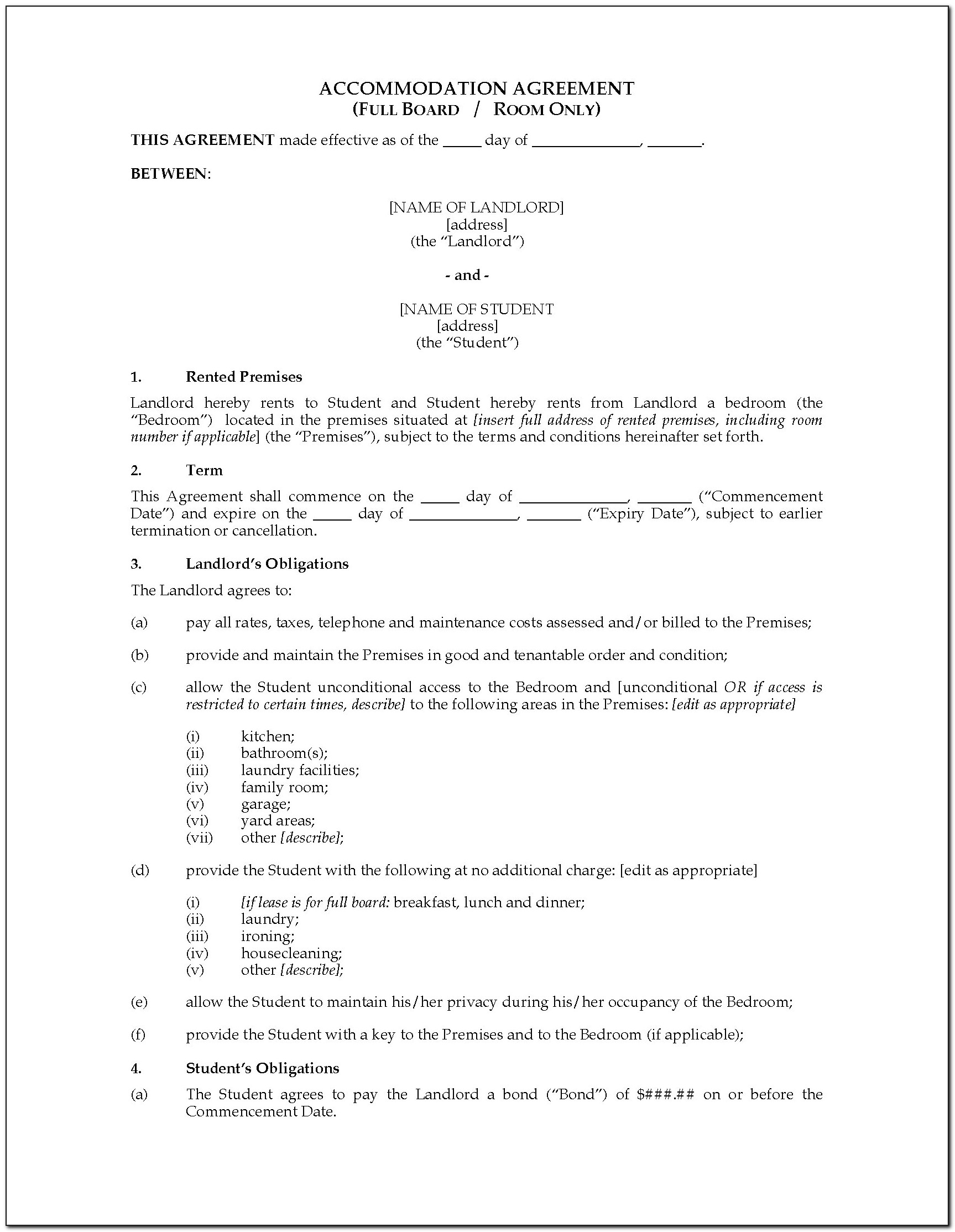 House Sharing Contract Template