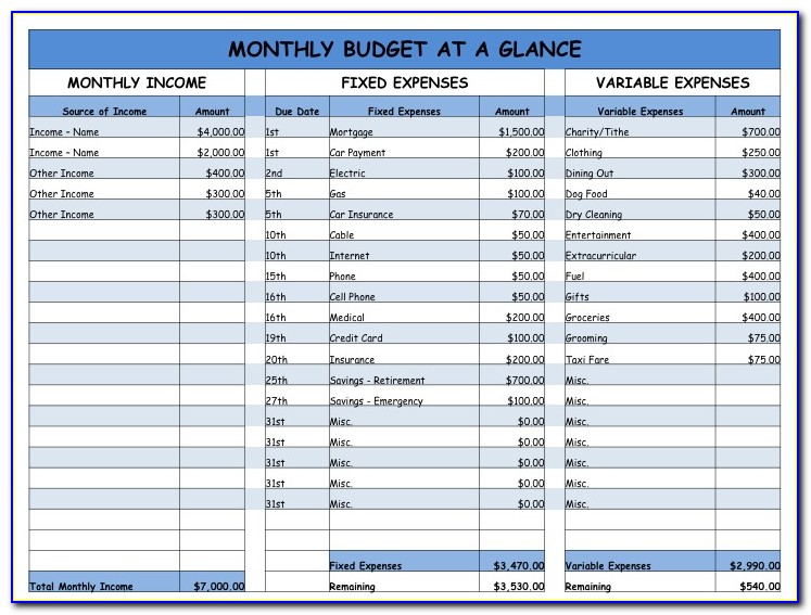 Household Bills Template Excel