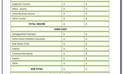 Household Budget Template Printable Excel