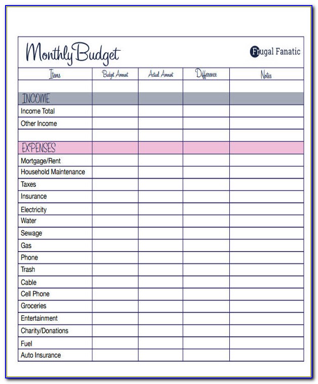 Household Budget Templates For Excel Free