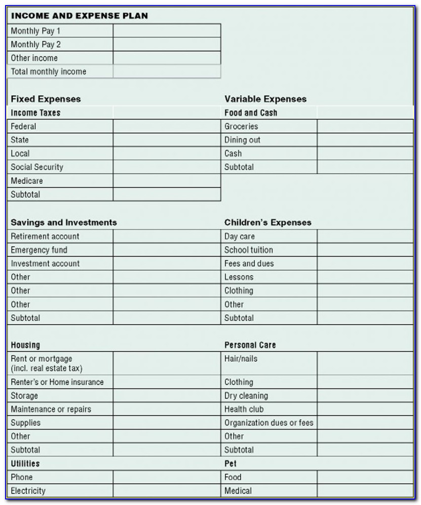 Household Inventory List Form
