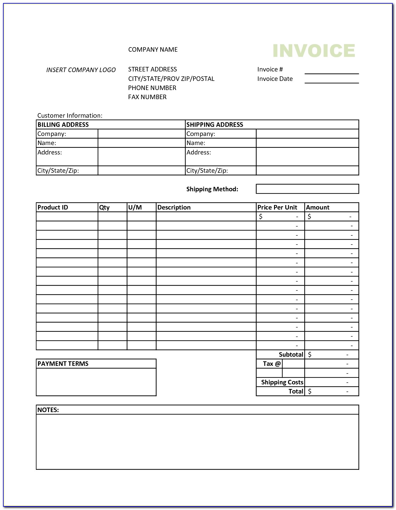 Html Invoice Templates Free Download