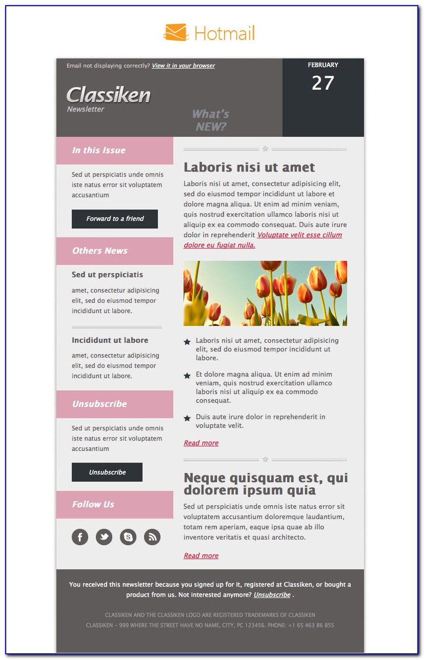 Html Newsletter Layout Templates