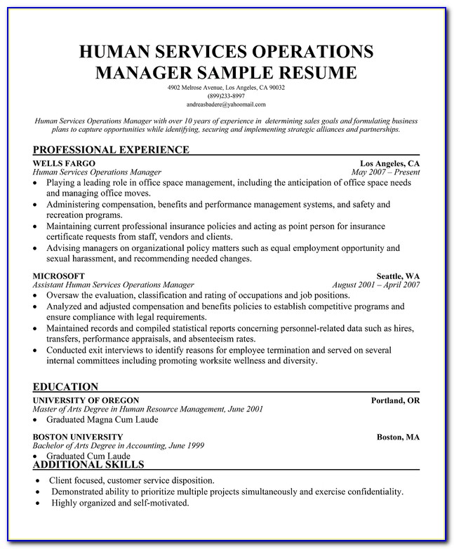 Human Services Resume Template