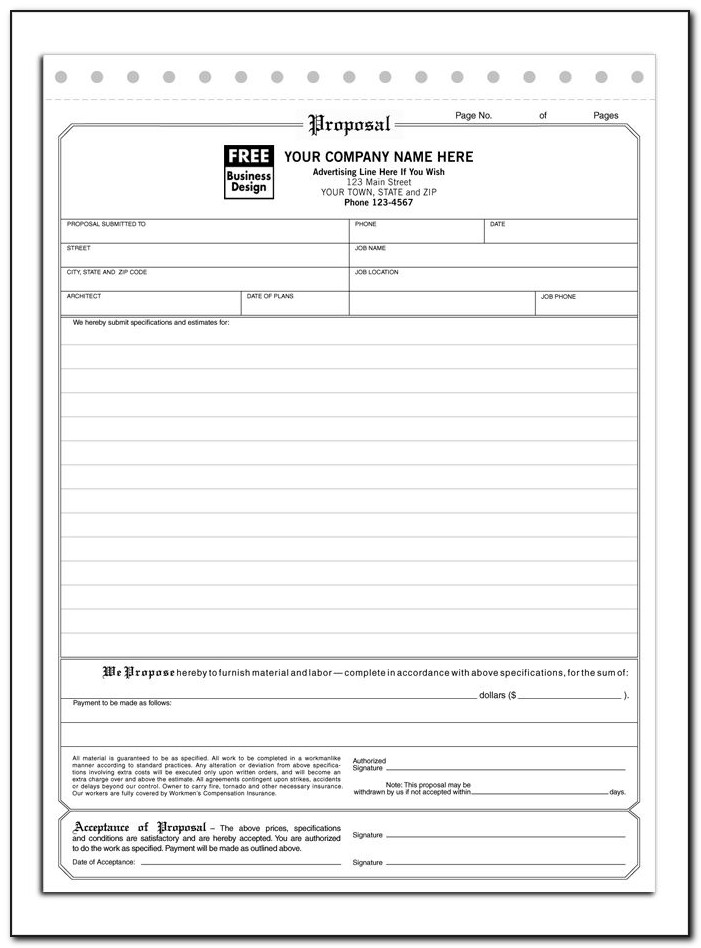 Hvac Bid Proposal Forms