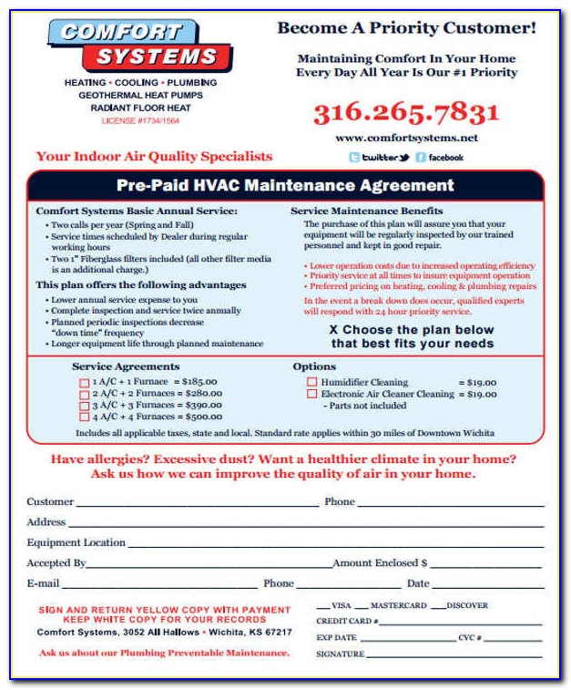 Hvac Maintenance Contract Agreement