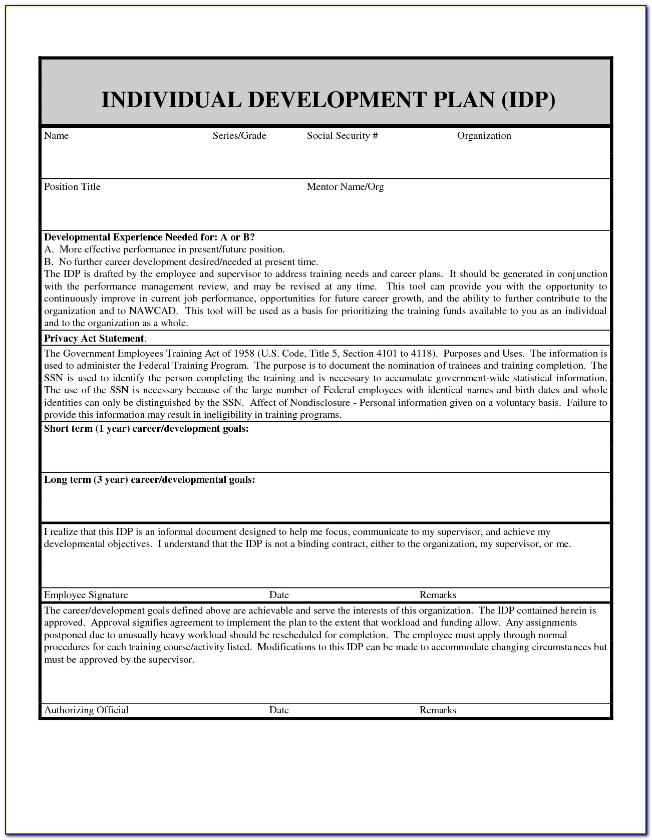 Idp Individual Development Plan Template