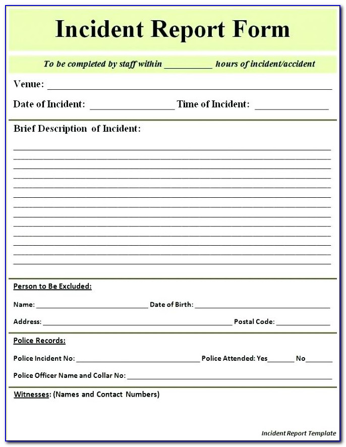 Incident Report Form Template Qld