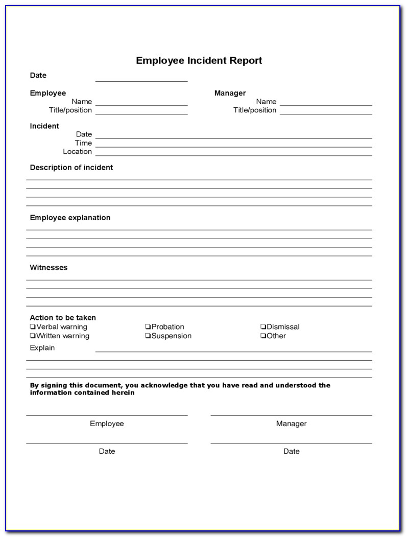 Incident Report Forms Templates