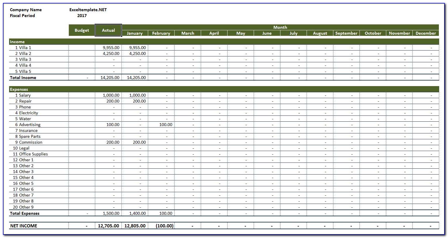 Income And Expense Spreadsheet Template Free