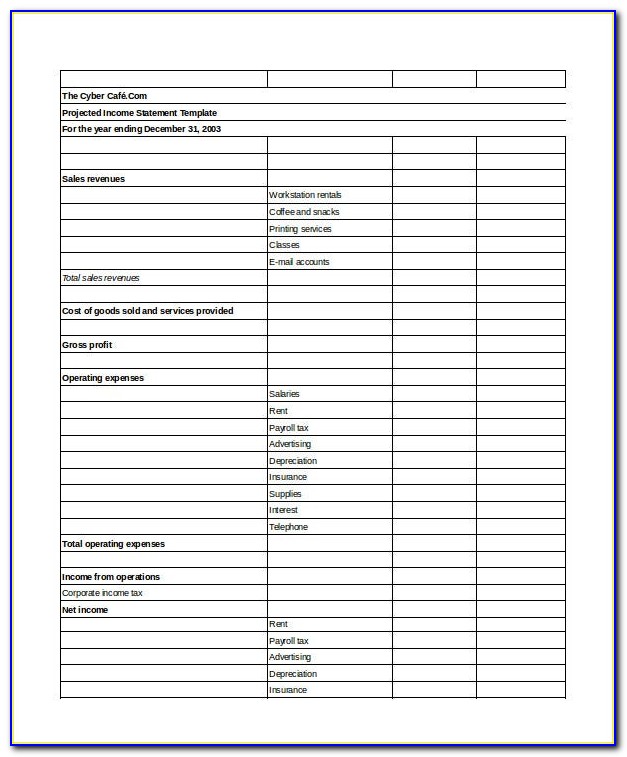Income And Expense Statement Template Pdf