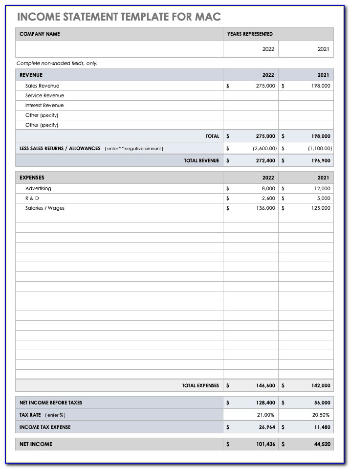 free income and expense wps template