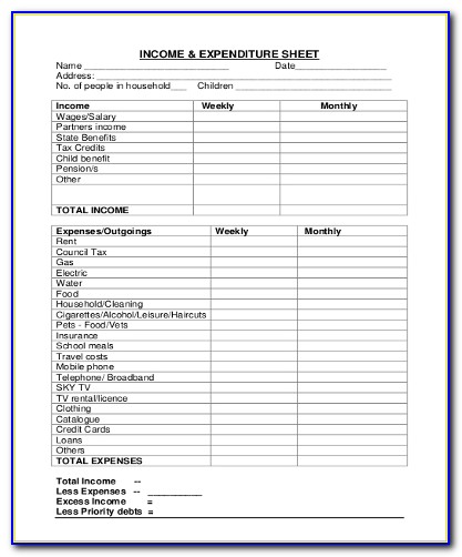 Income Expenses Statement Template