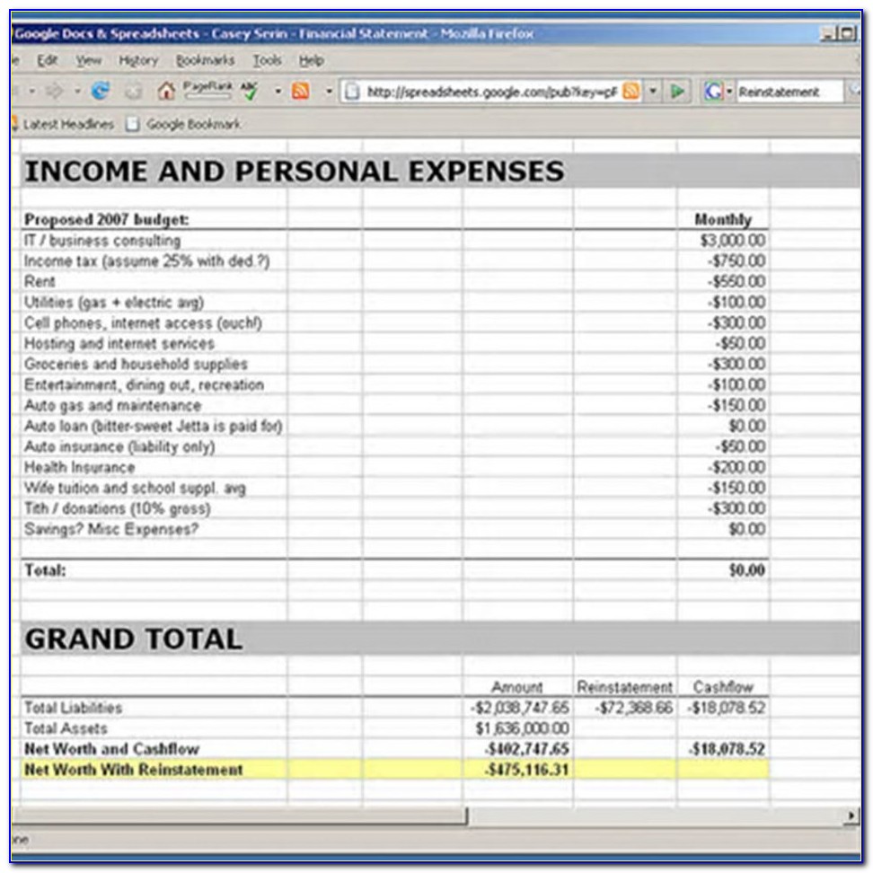 Income Statement And Balance Sheet Templates