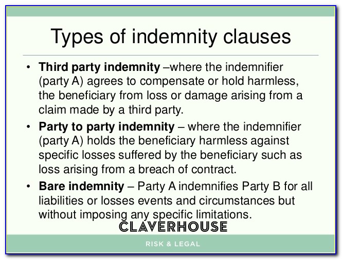 Indemnity Clause Example Australia