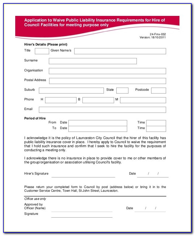 Indemnity Form Template For A Camp