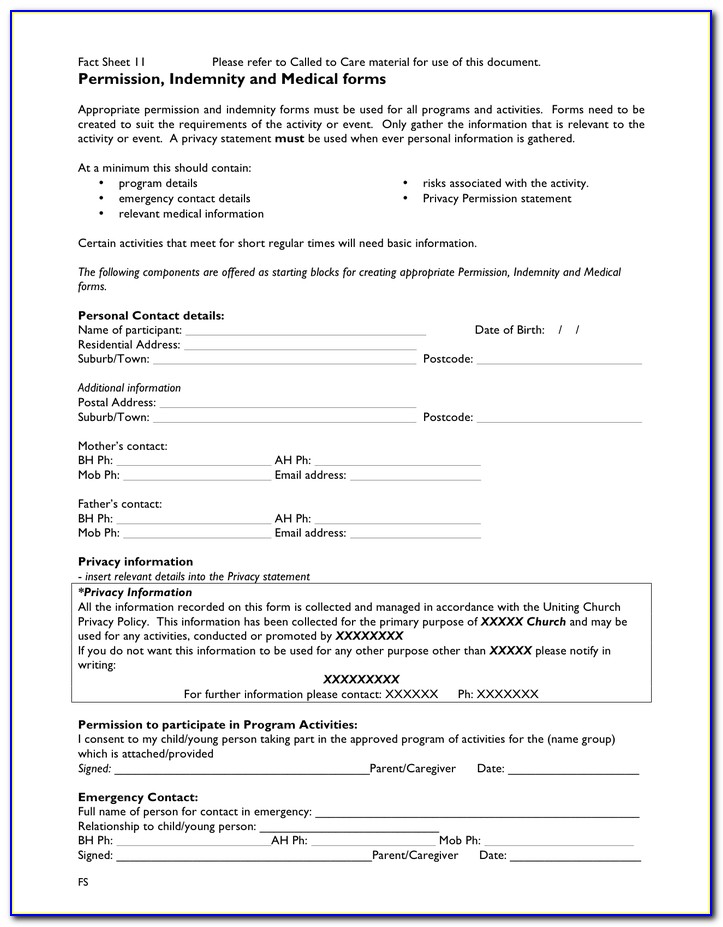 Indemnity Form Template For Employees