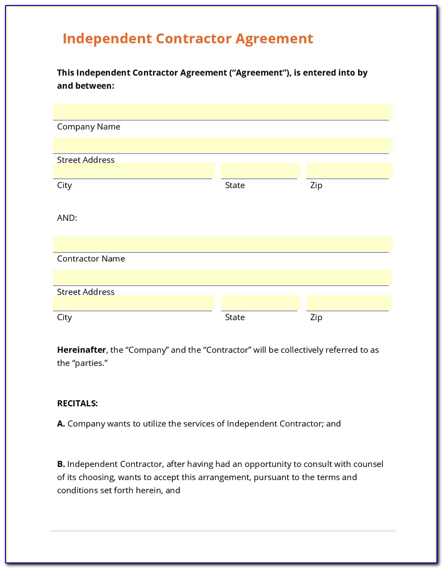 Independent Contractor Agreement Free Sample