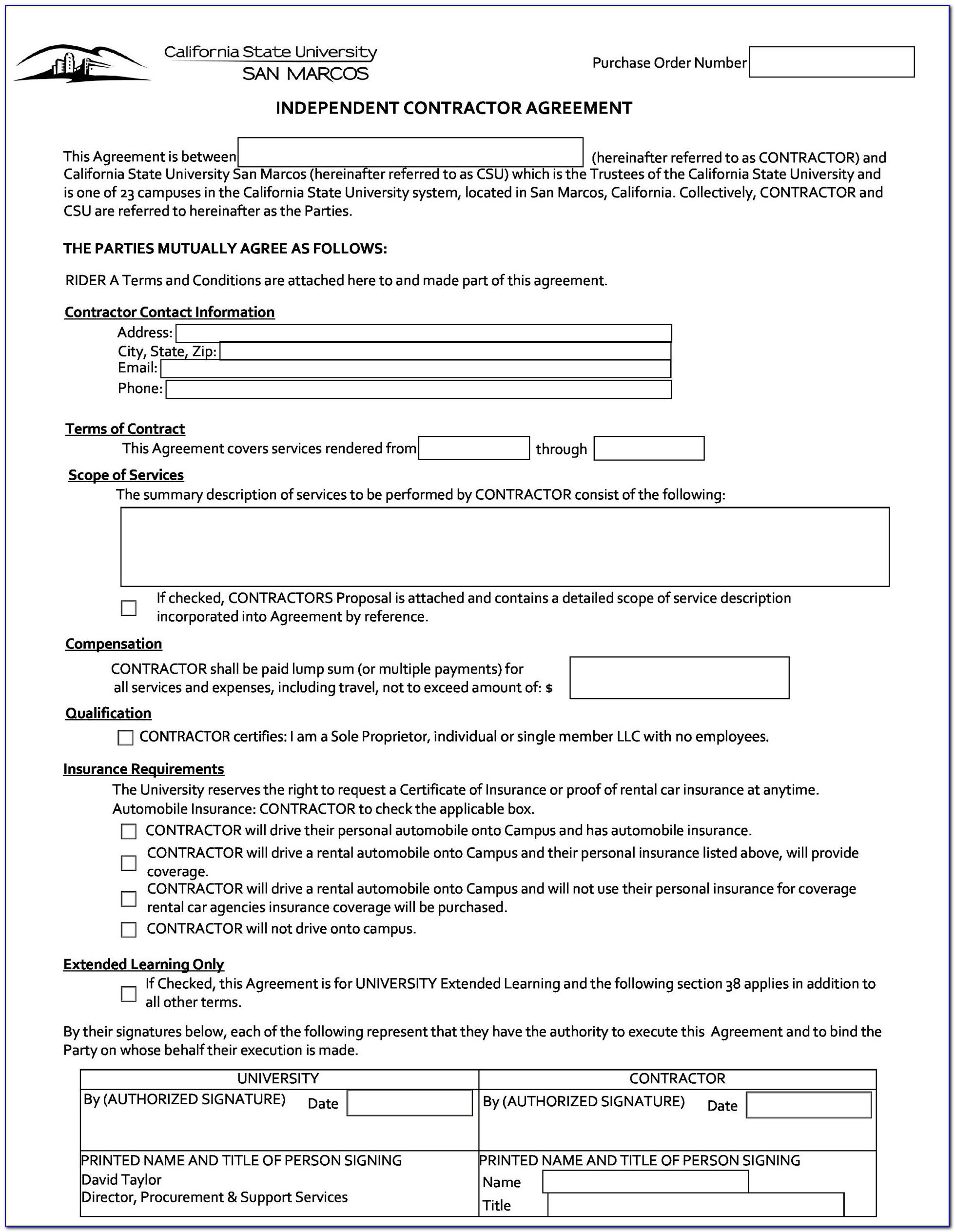Independent Contractor Agreement Ontario Sample
