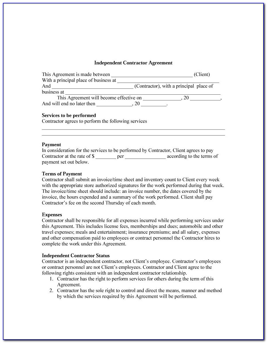 Independent Contractor Agreement Template Nz