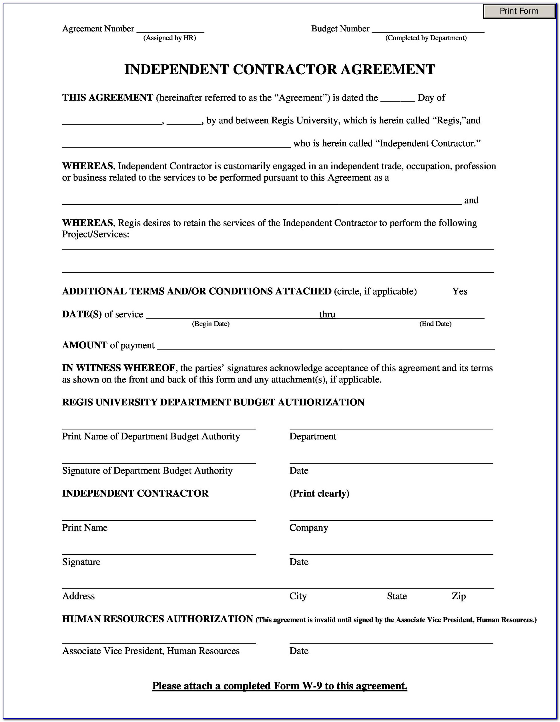 Independent Contractor Agreement Template Your State Here