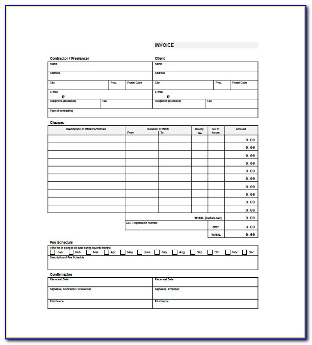 Independent Contractor Invoice Template Australia