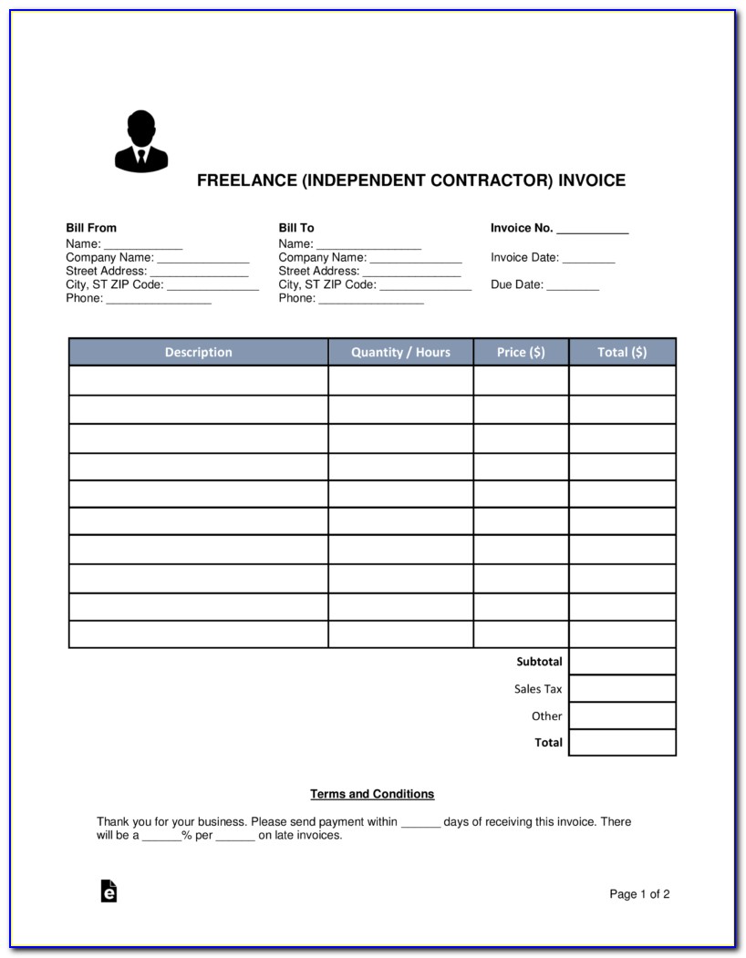 Independent Contractor Invoice Template Free