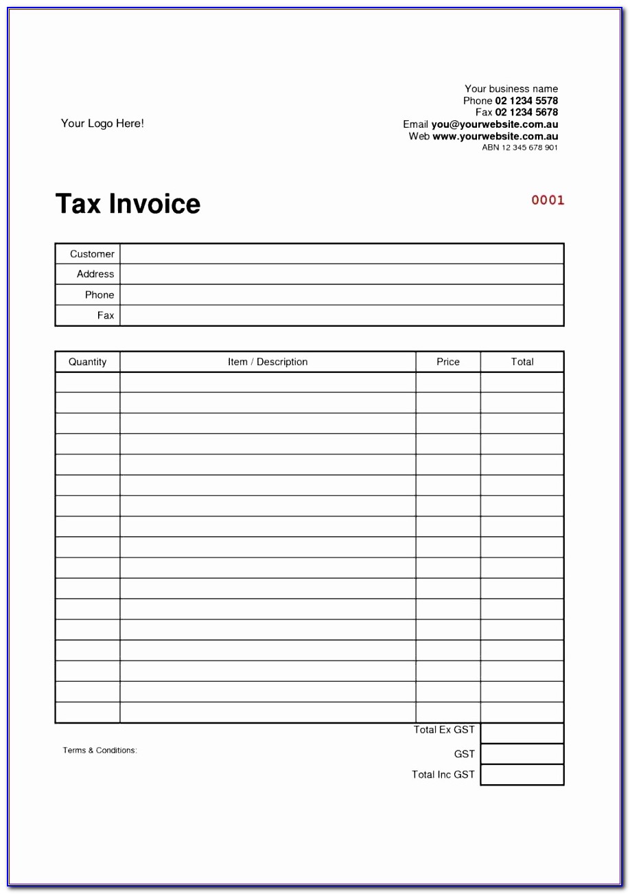 Indian Invoice Format In Excel Free Download