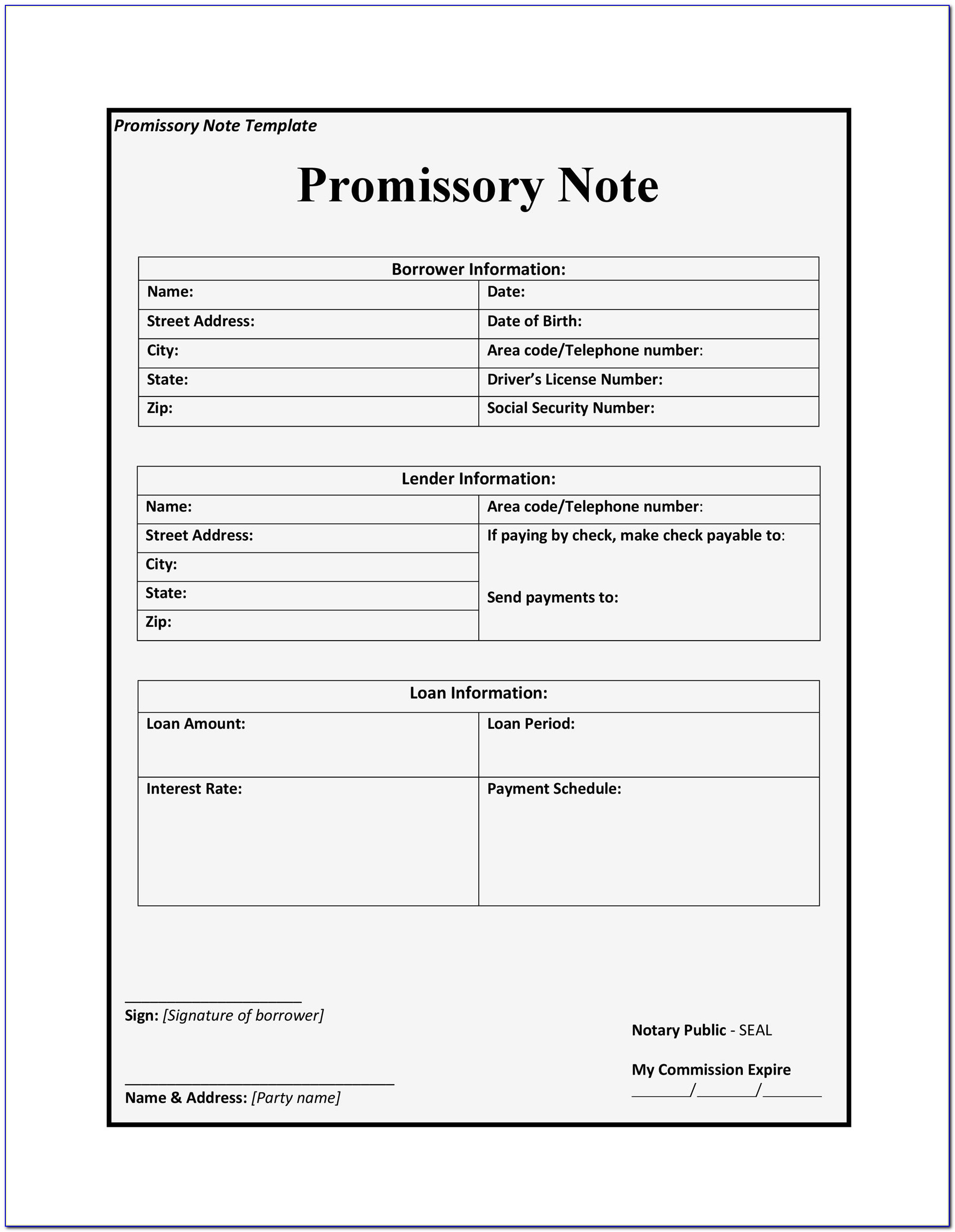 Indian Promissory Note Template Word