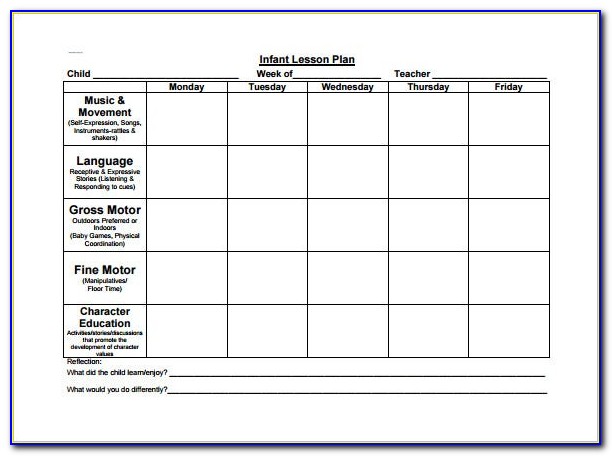 Infant Toddler Lesson Plan Template