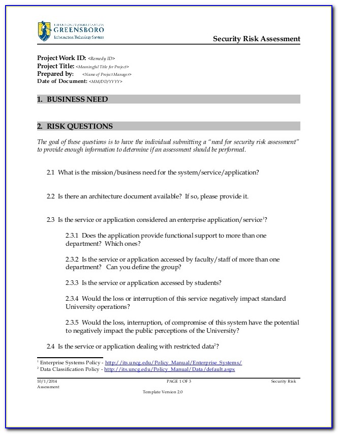 Information Security Risk Assessment Template Free