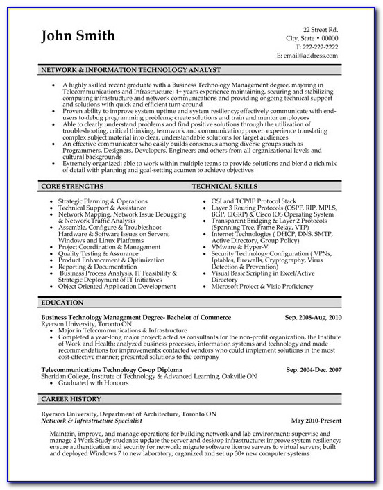 Information Technology Resume Examples 2018