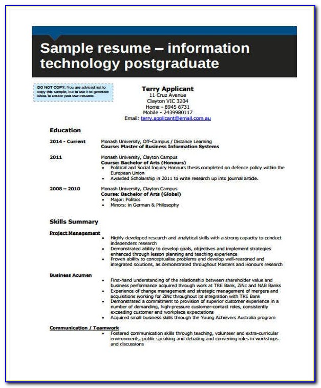 Information Technology Resume Format Doc
