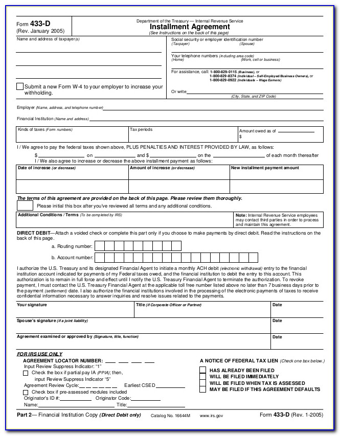 Installment Agreement Request Form 9465 Instructions
