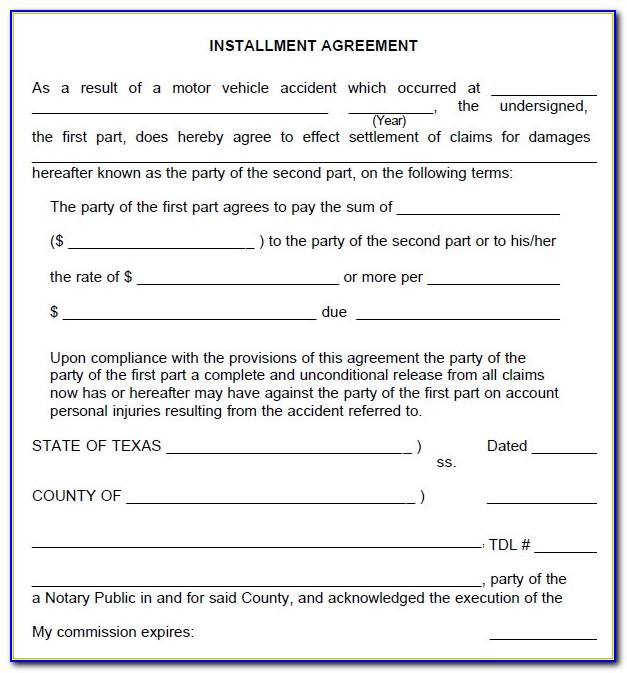 Installment Payment Agreement Template Doc