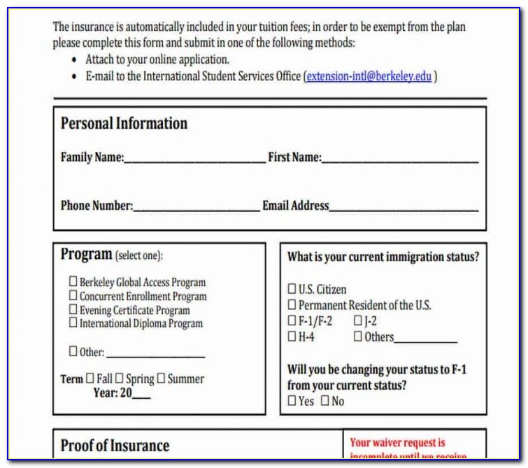 Insurance Waiver Form Uhcl