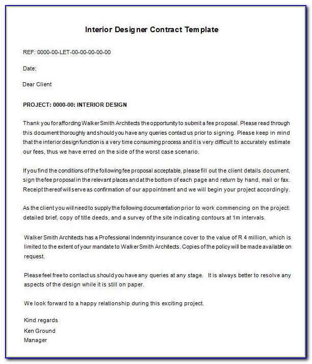 Interior Design Proposal Letter Template