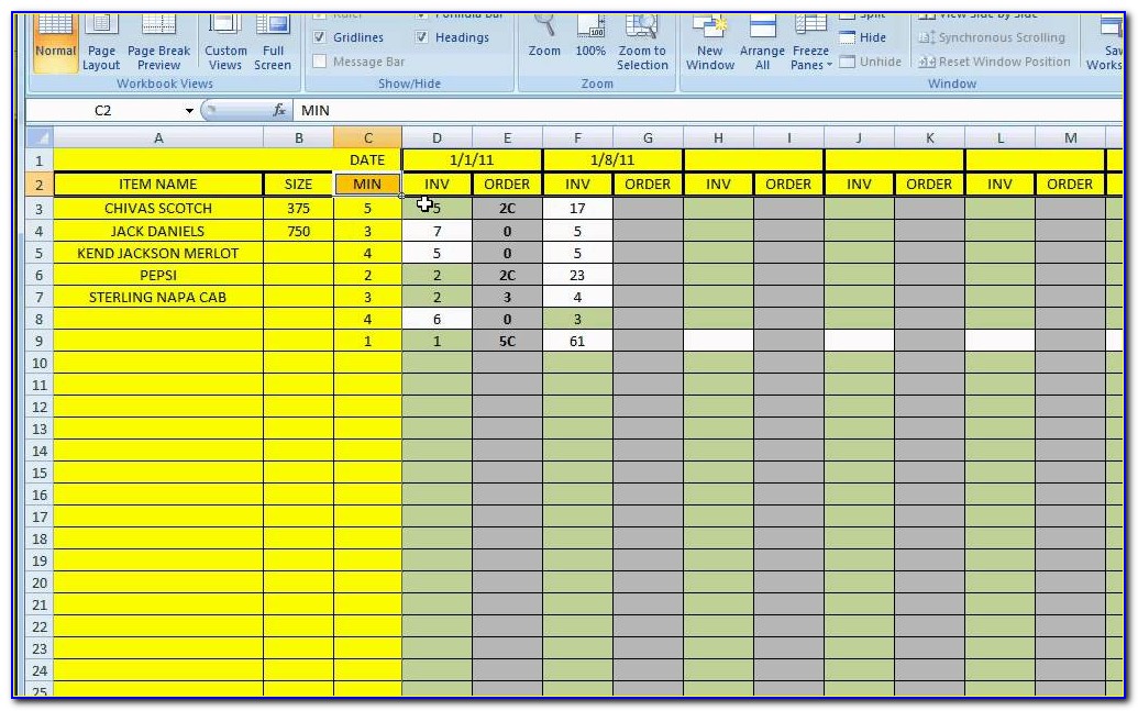 Inventory Control Excel Spreadsheet For Retail Ordering