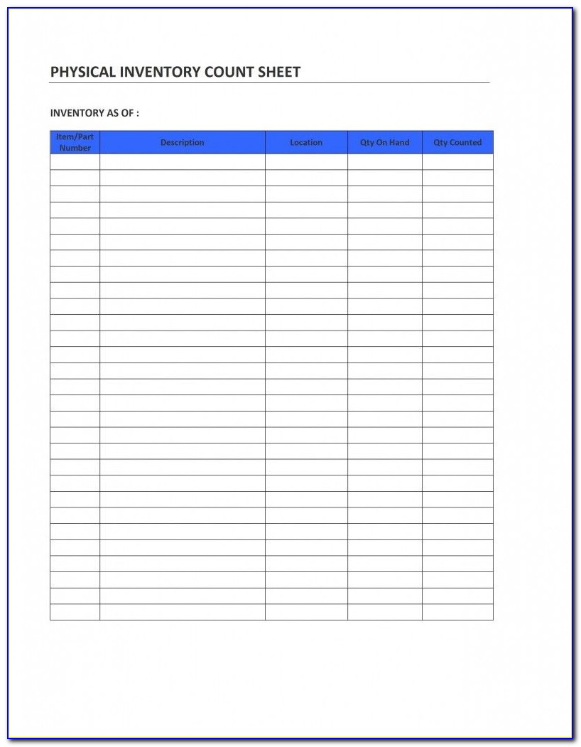 Inventory Control Template With Count Sheet For Excel Free Download