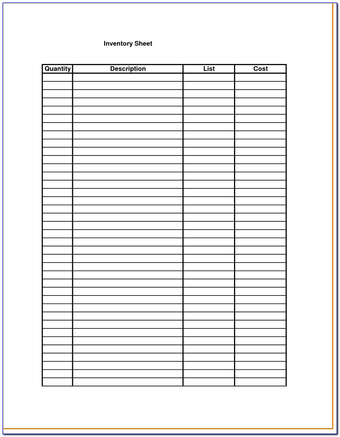 Inventory Control Template With Count Sheet Free Download