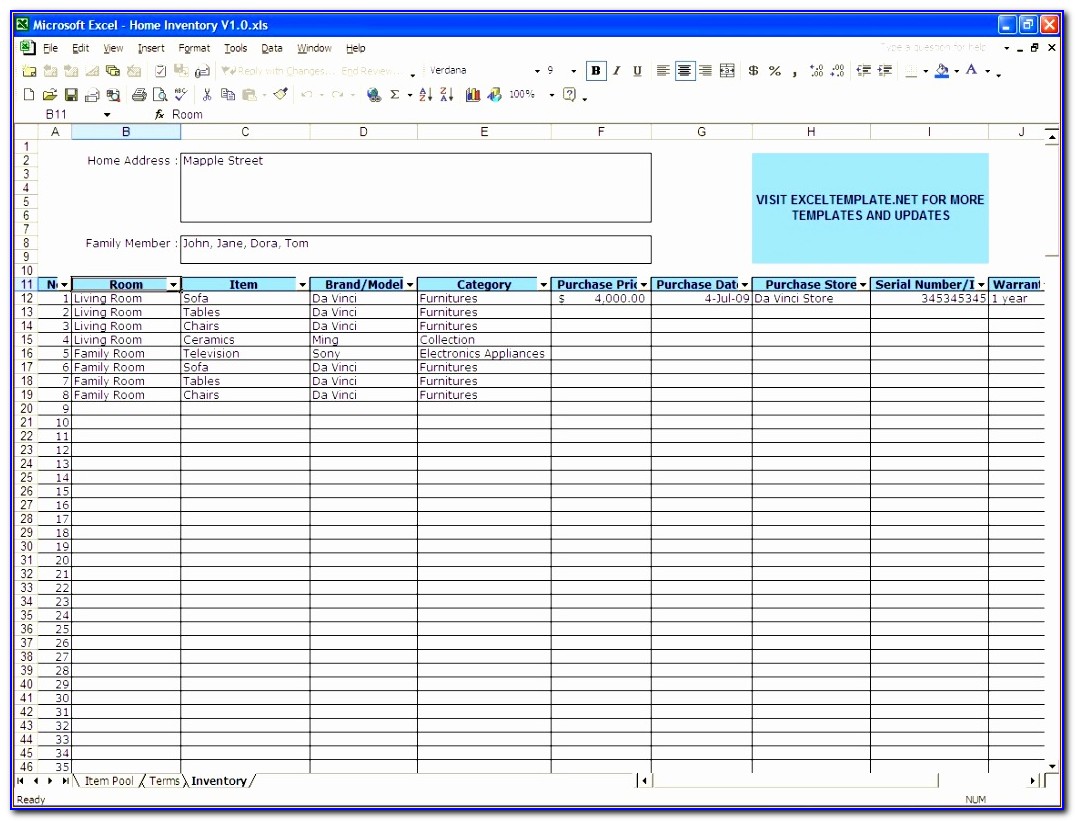 Excel Product Tracking Spreadsheet