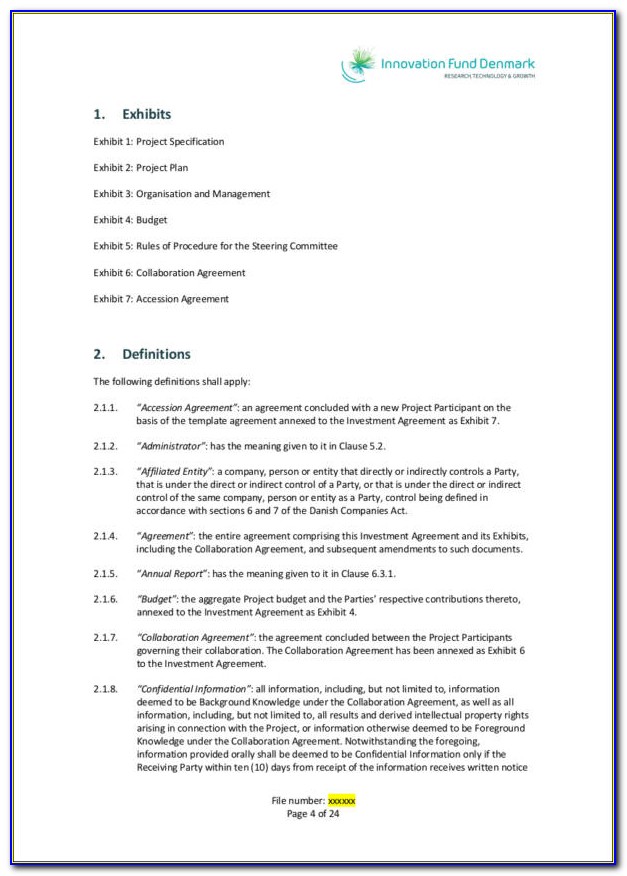 Investment Agreement Template Microsoft Word