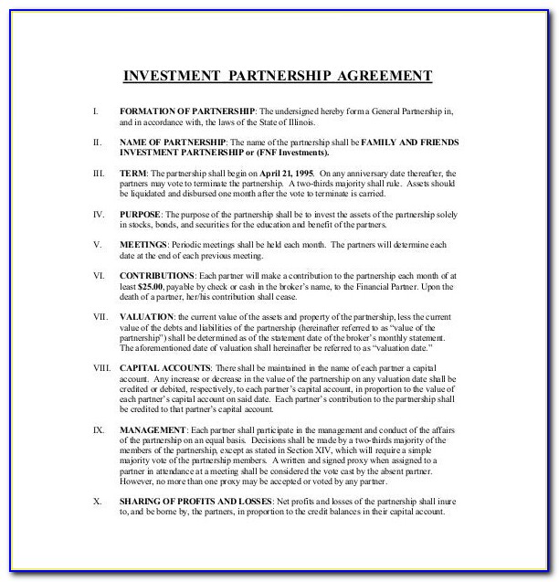 Investment Contract Agreement Sample