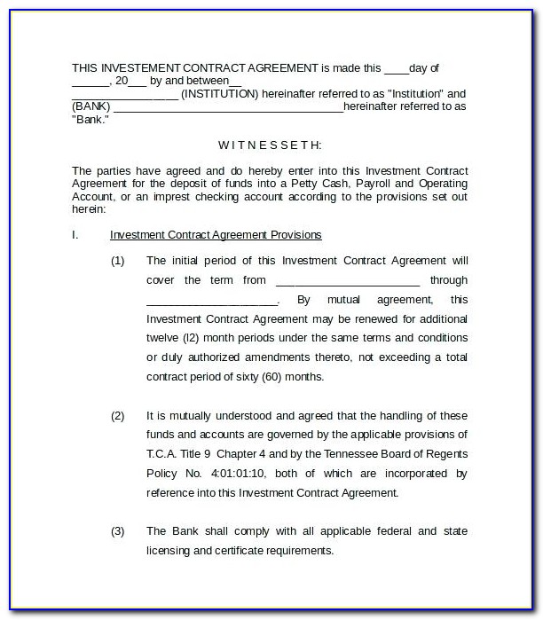 Investment Contract Template Word