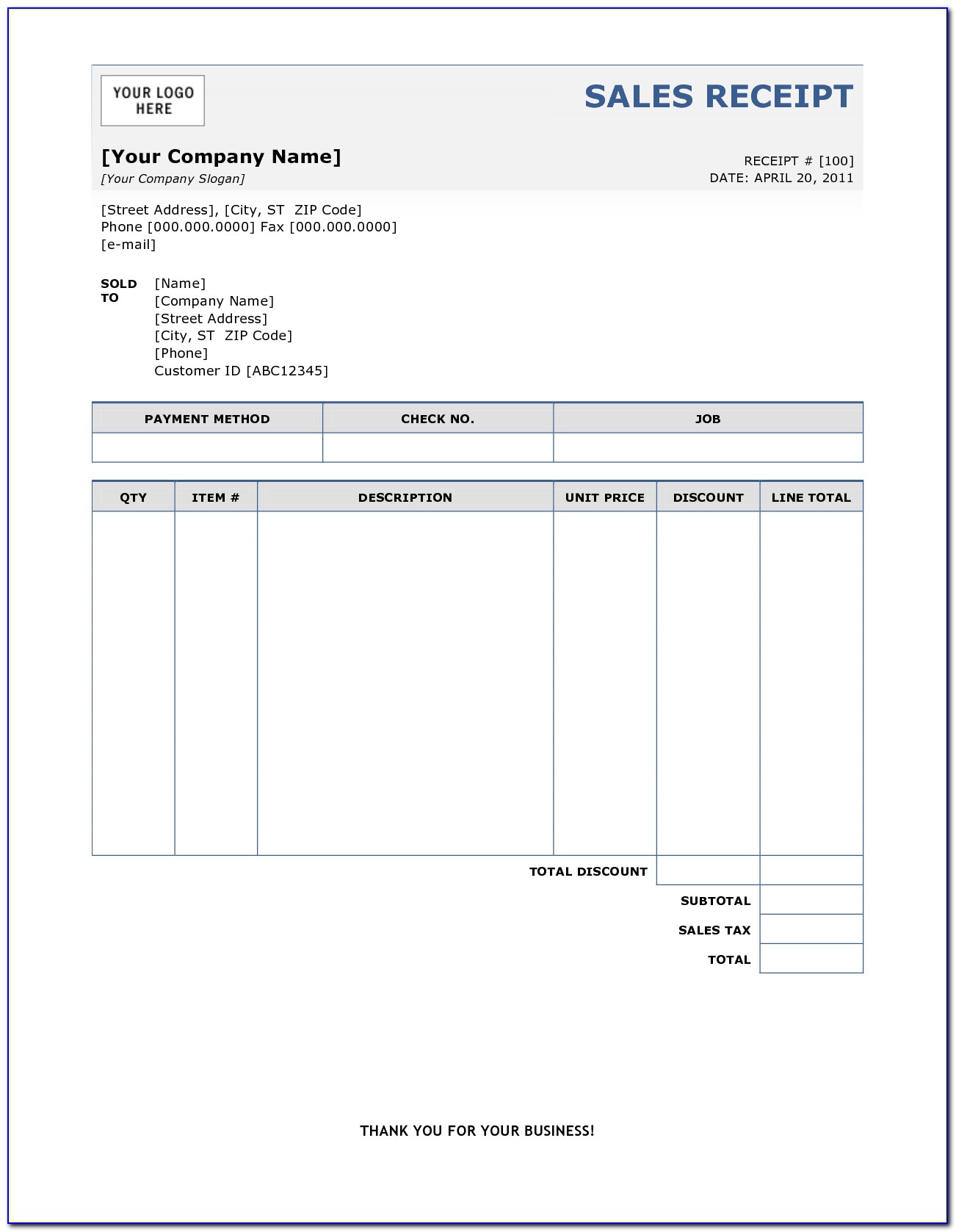 Invoice And Receipt Form