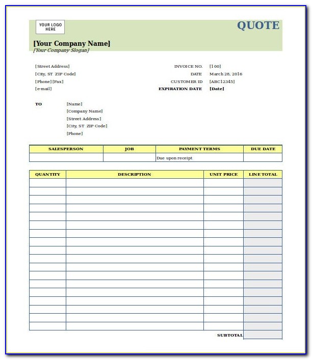 Down Payment Invoice Template