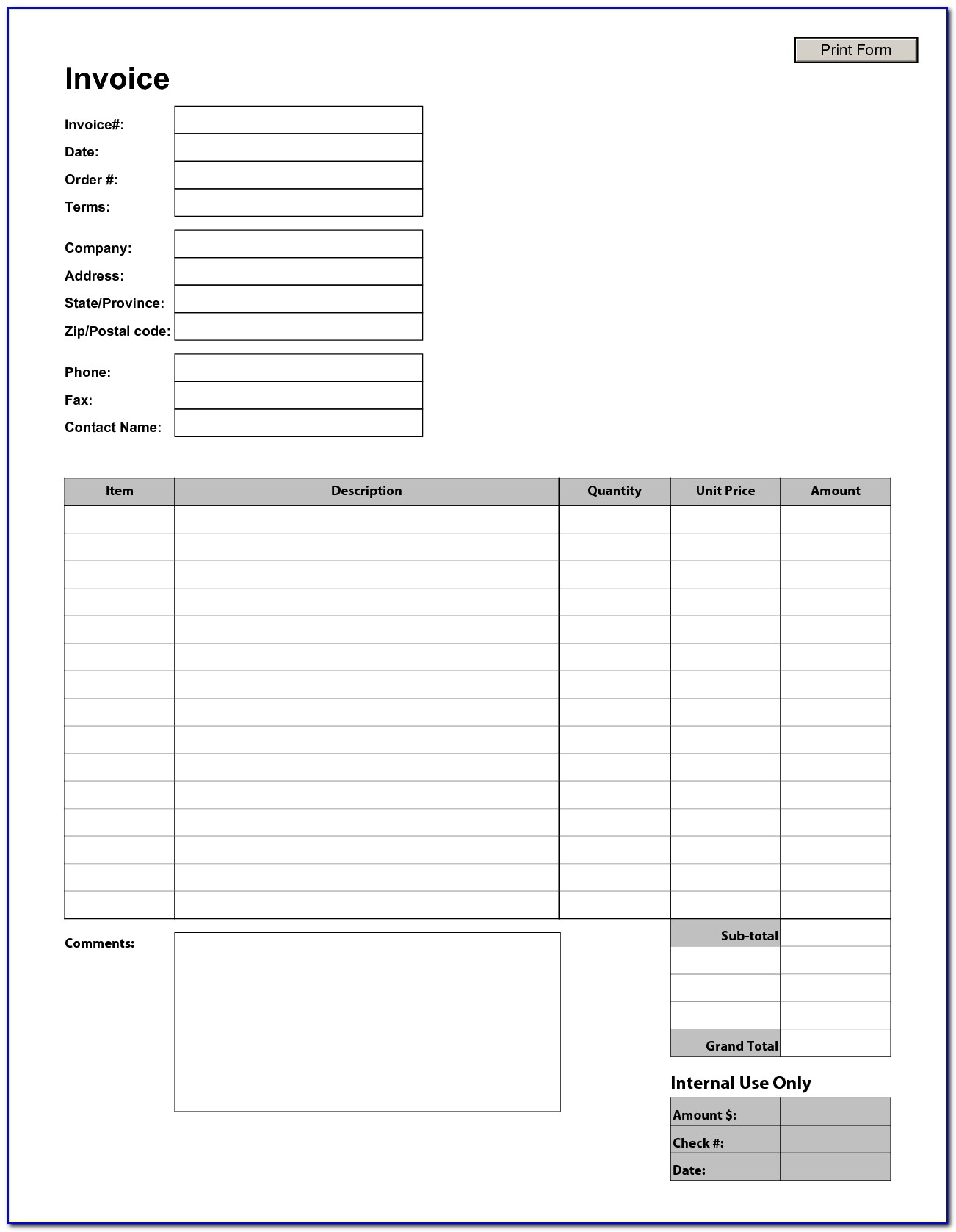 Invoice Format For Contractors