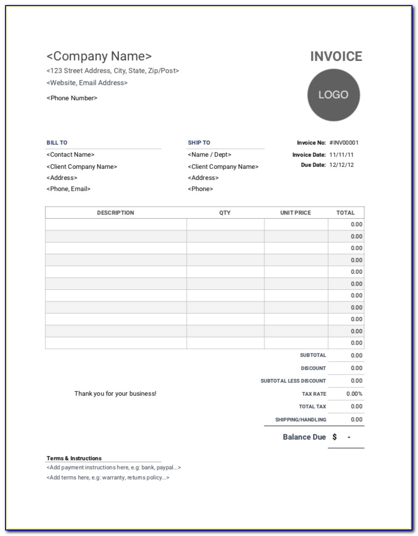 Invoice Format Professional Services