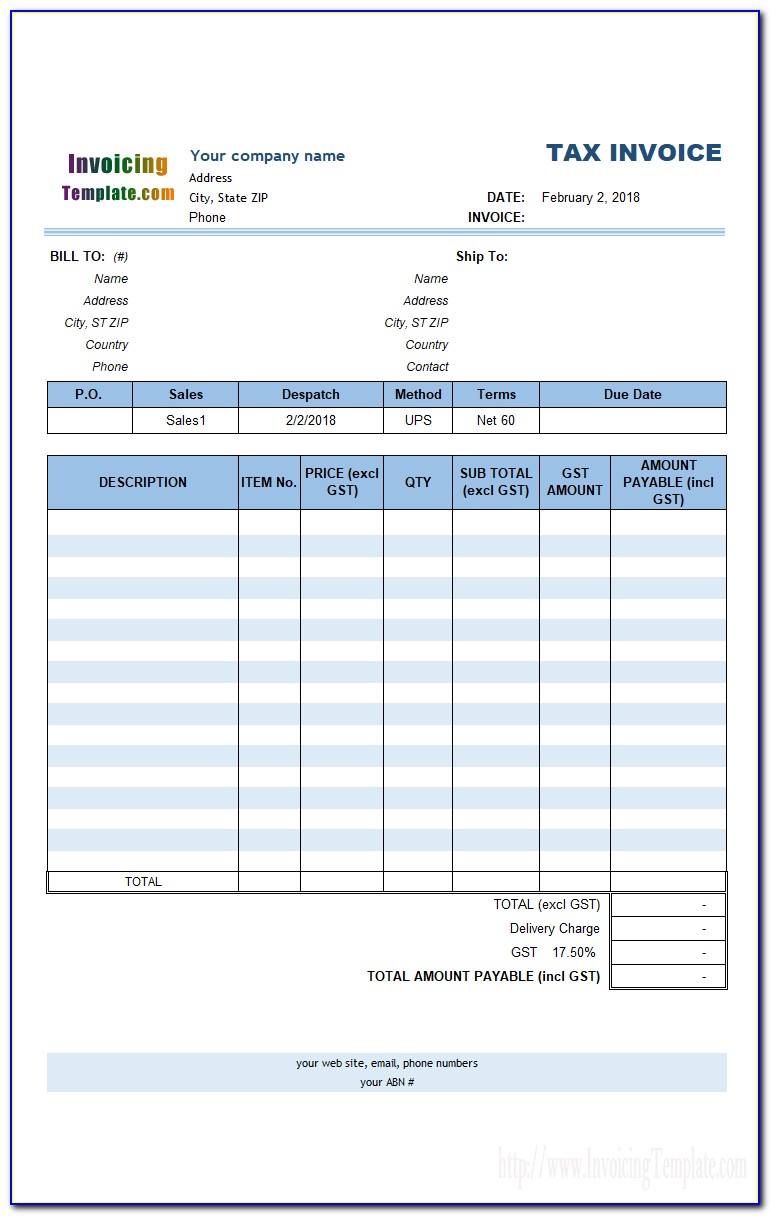 Invoice Format Template Excel